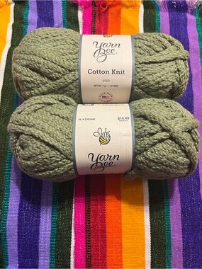 Yarn Bee Cotton Knit Yarn - 2 Skeins Elm Green NWT